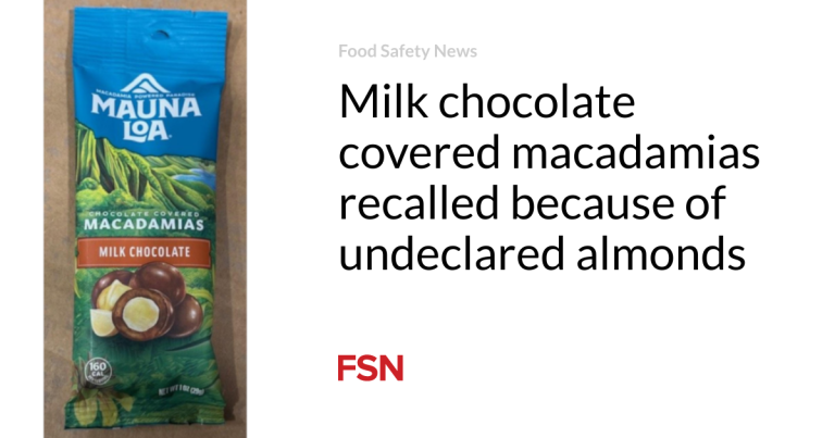 Milk chocolate coated macadamias recalled due to undeclared almonds