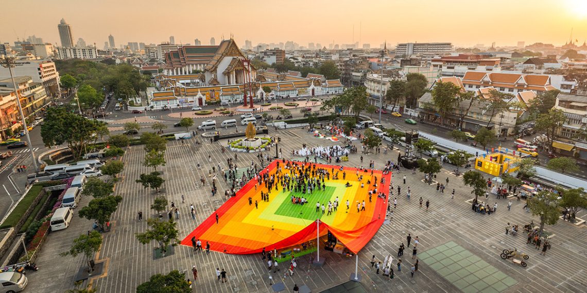 MVRDV transforms plastic waste into “mega mat” woven into bangkok