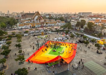 MVRDV transforms plastic waste into “mega mat” woven into bangkok