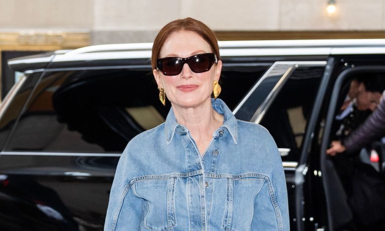 Julianne Moore mastered elevating barrel leg denims final spring