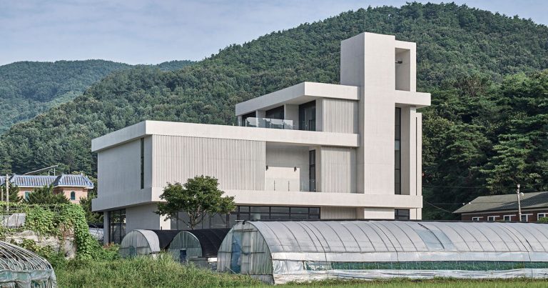Three concrete boards stacked birye birye contour in Korea