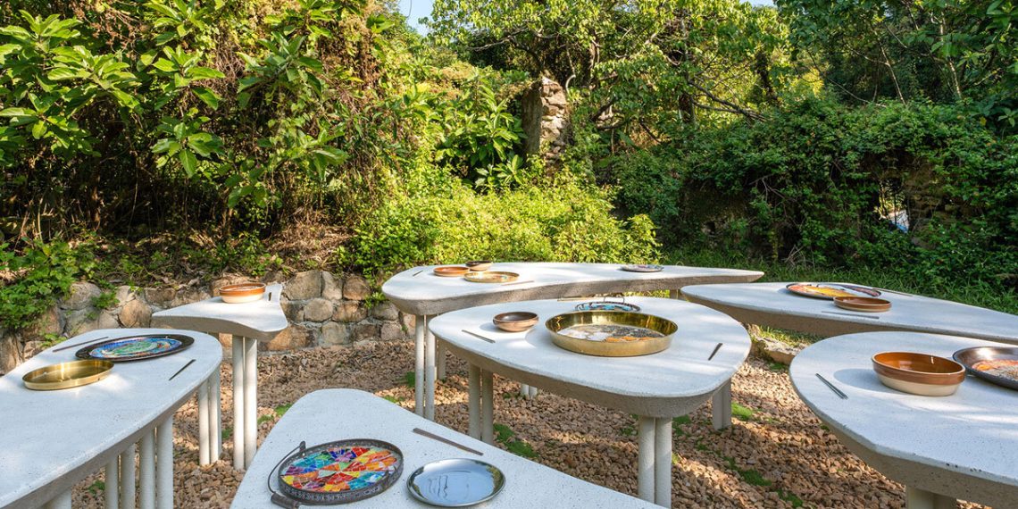 Illustrations of vessels adorns vibrant mosaic plates for putting in eating desk