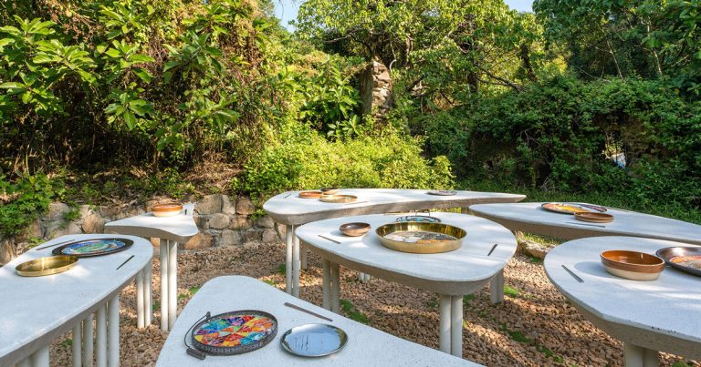 Illustrations of vessels adorns vibrant mosaic plates for putting in eating desk