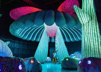 Exhibition of immersive forest dancers for quoz Arts Fest from Dubai