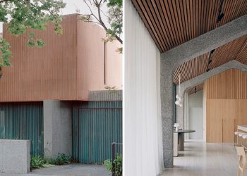The copper facade wraps the home of the Pandolfini architects of Glen Iris, Australia