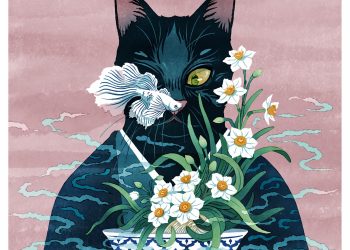 The felines evoke “a floating world” within the capricious illustrations of Tùng Nâm – Colossal