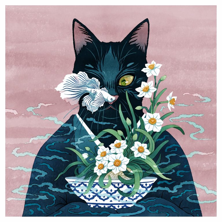 The felines evoke “a floating world” within the capricious illustrations of Tùng Nâm – Colossal