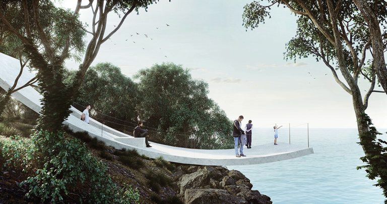 Minimalist viewpoint to droop guests on the rugged rock in Portugal