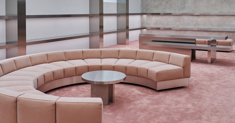 Stone, metal and concrete converge into the Daring Milan showroom in Studioboom for Paris Texas