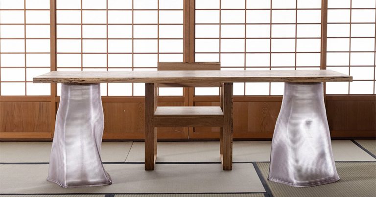3D scanned bushes trunks change into translucent desk legs for Aki Hamada Architects assortment