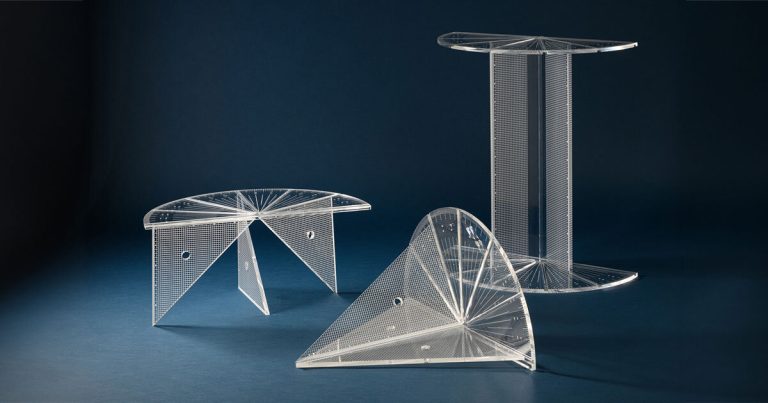 Measuring instruments arranges floating compositions by Iyo Hasegawa