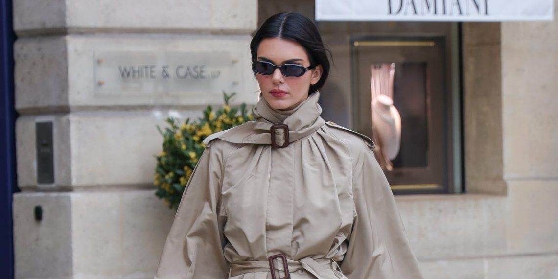 Kendall Jenner’s Parisian uniform features a double-belted trench
