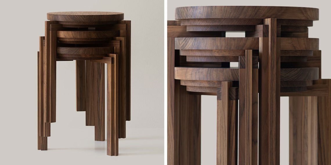 Picket chair stacked by Nao Iwamatsu