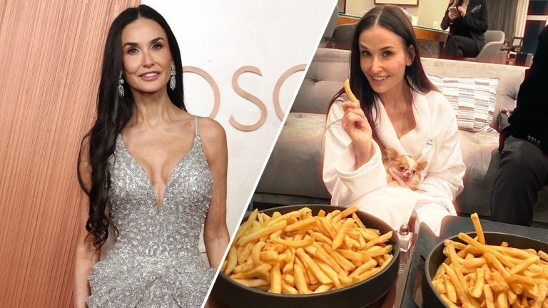 Demi Moore handles her Oscar loss together with her canine and massive bowls of French fries