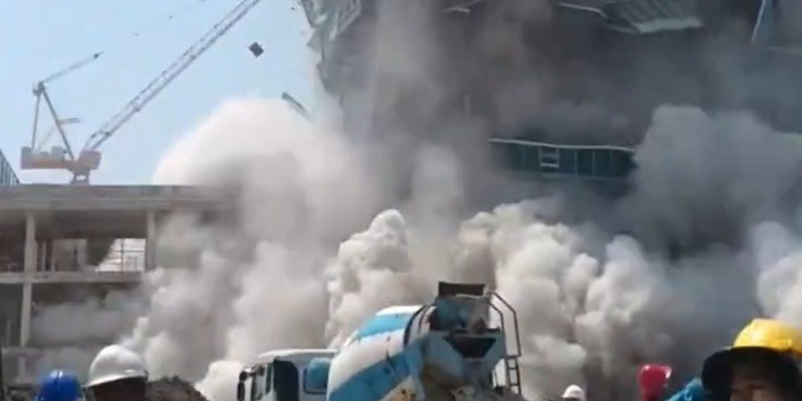 A 7.7 measurement earthquake in Myanmar induced the crash of a constructing in Thailand