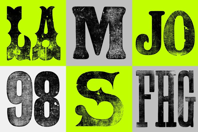 Fleckled gives over 150 fonts with hand-printed letters for digital-color discharge