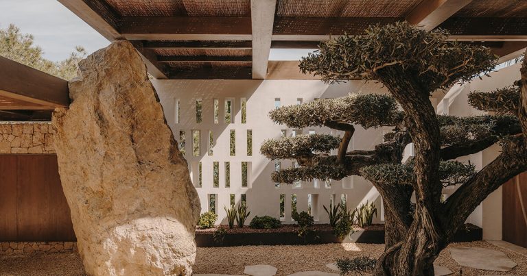 Ok-Studio turns conventional Ibizan finca with flowing areas and sculptural particulars
