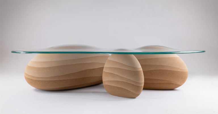 Karim+Elias Desert drop desk evokes the picture of drops within the sand