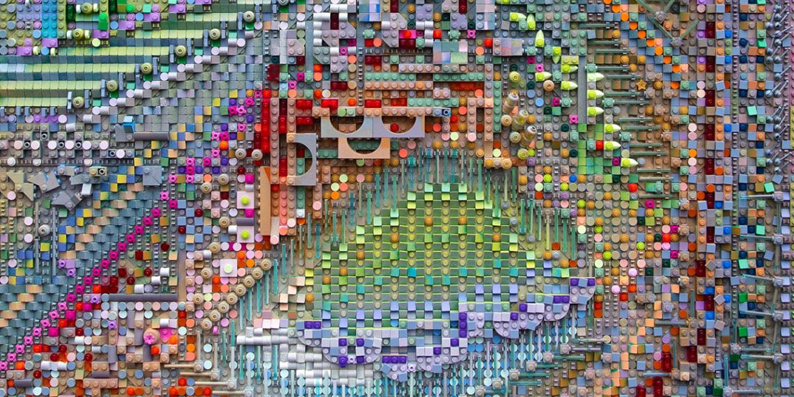 LEGO bricks flip into pigments for modular, summary compositions by Katherine Duclos