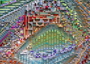 LEGO bricks flip into pigments for modular, summary compositions by Katherine Duclos