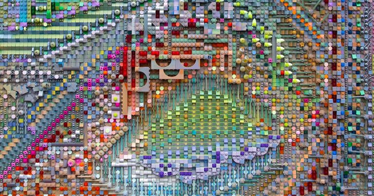 LEGO bricks flip into pigments for modular, summary compositions by Katherine Duclos
