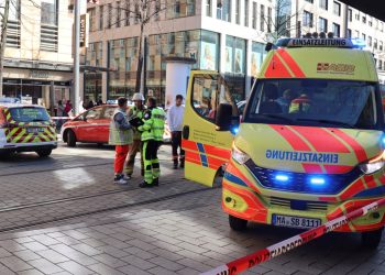 A car goes over a crowd within the metropolis of Mannheim