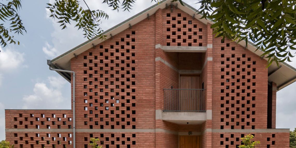 The facade of pierced land of farm land in Ahmedabad