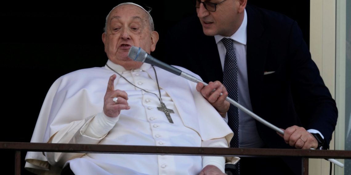 Pope Francis reappeared in public after being hospitalized for greater than a month