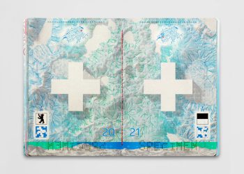Final -generation Swiss Passport by Retinaa illustrates mountains, valleys