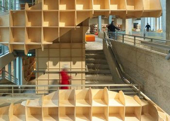 Jakob+Macfarlane Reform Avignon Library with wavy cabinets