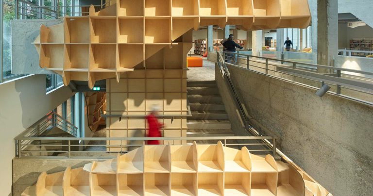 Jakob+Macfarlane Reform Avignon Library with wavy cabinets