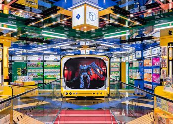 Pixelo sport views flip into daring coloured blocks into the X+Residing’s Prime toy retailer