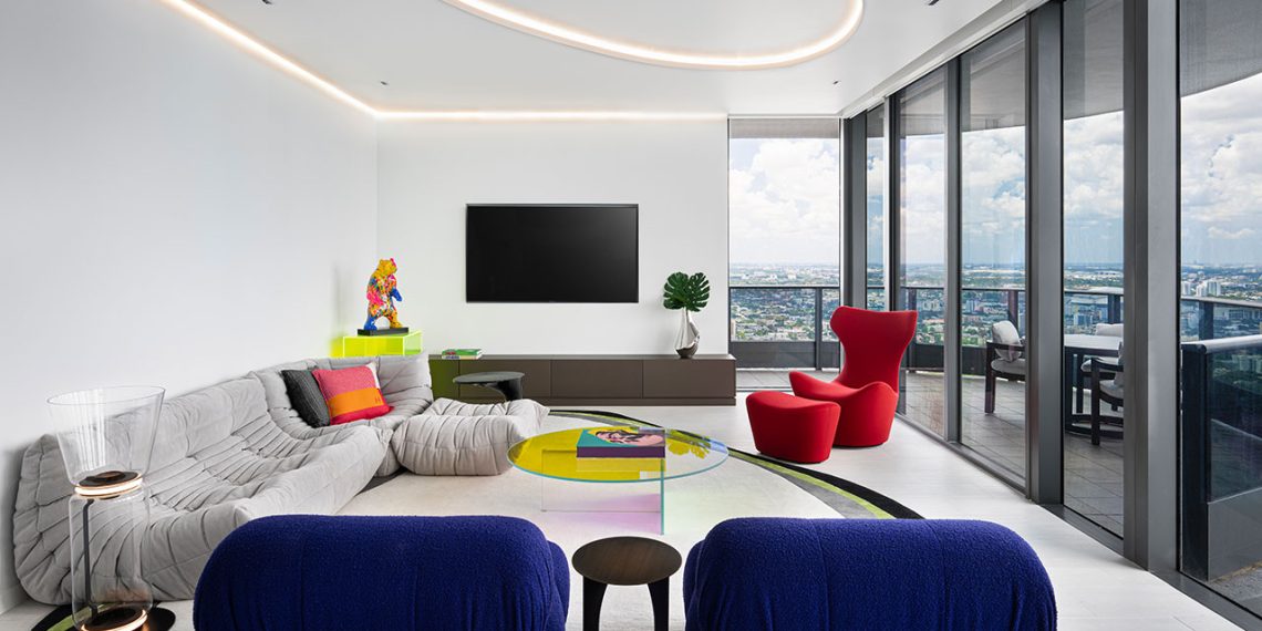 A Penthouse in Miami has vibrant colours and daring textures