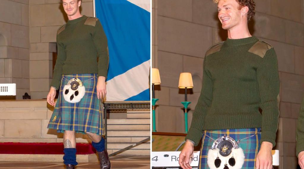 Daniel Penny makes debut as a mannequin by strolling on NY runway wearing kilt