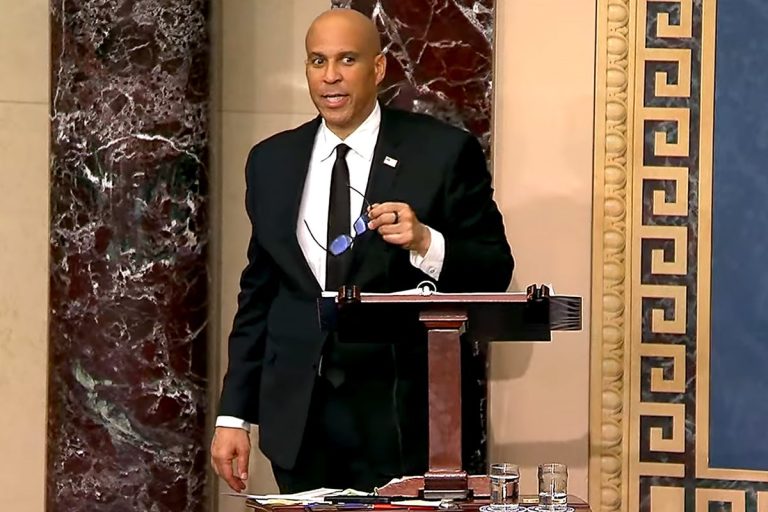 Cory Booker breaks the recording for the longest speech by the Senate when he calls for resistance to Trump