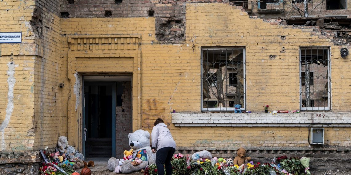 A Russian rocket destroyed this Kyiv condo and a group of the service agent