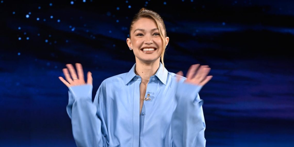 Gigi Hadid makes a button-up shirt appear to be an announcement piece
