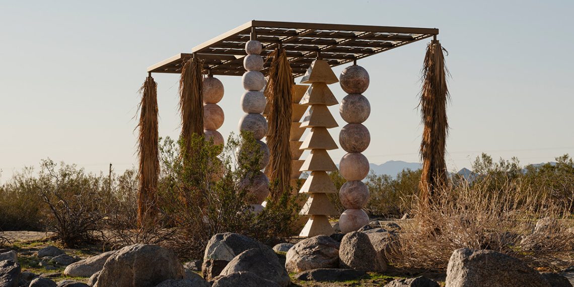 Kapwani Kiwanga builds a formed shadow shelter for X Desert