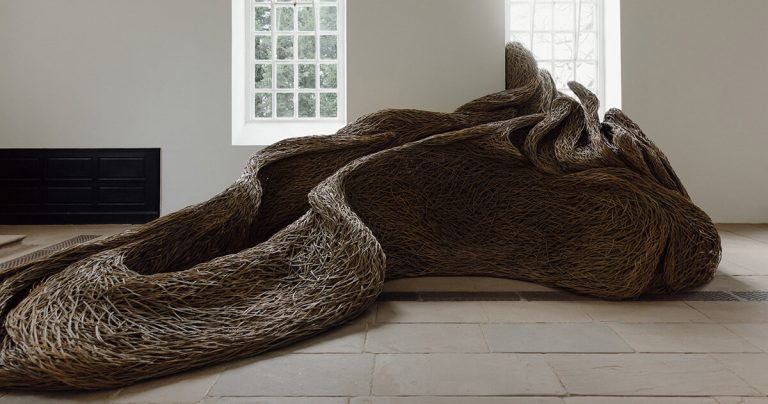 Laura Ellen Bacon weaves willow by the Yorkshire sculpture park