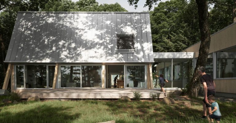 Workshop Pierre Thibault introduces luminators within the A-Body Quebec residence wearing wooden