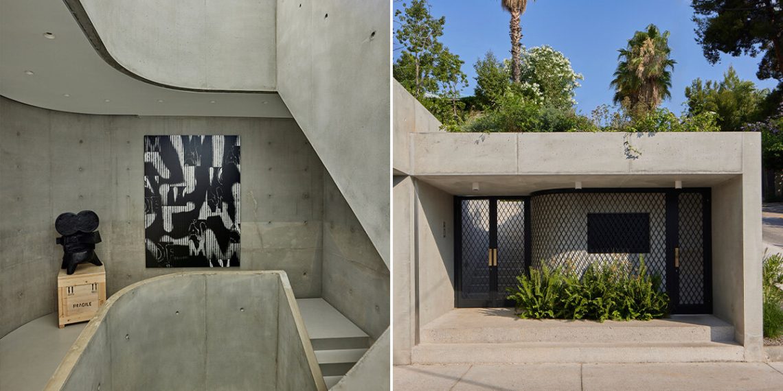 Kallos Torino monolithic concrete residence hides the underground artwork gallery in Athens