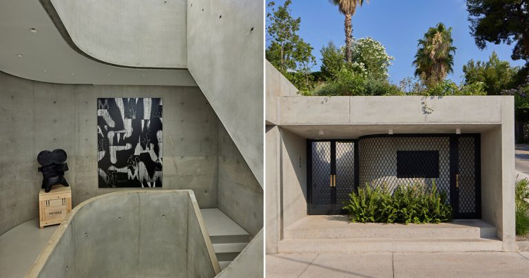 Kallos Torino monolithic concrete residence hides the underground artwork gallery in Athens