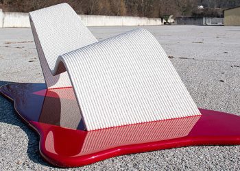 Philipp Aduat combines 3D printed concrete and purple resin for diving chair