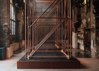 Samuel Ross at Transpune, his “Vertical River” set up for Balvenie in Milan