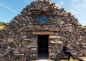 Dry feather shelters tighten contained in the rocky silly alongside the Santiago de Compostela route