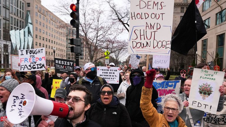 Teams which are held by arms! ‘ Rallies to protest Trump, musk