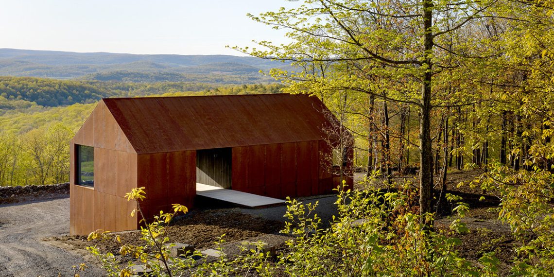 In Uptate New York, Worrell Yeung’s Ridge Barn is wrapped in a metal pores and skin