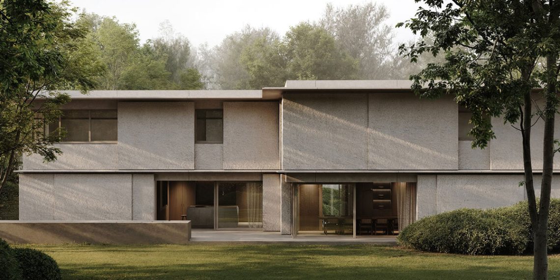 Yama Architects’ Home Wa Searches Two elongated volumes on stone plinth in Belgium