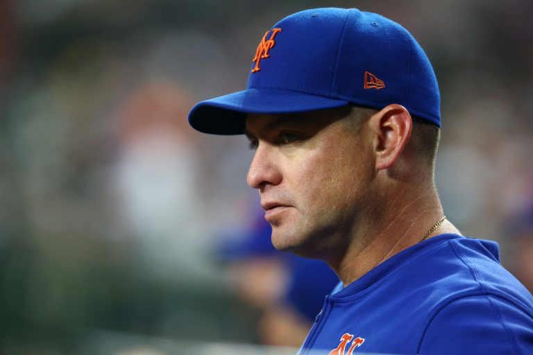 Carlos Mendoza of Mets reacts to the devastating information of Yankees