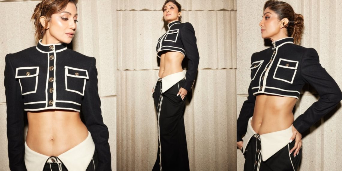 Shilpa Shetty Stuns in Sculptural Black and White Ensemble at A Vogue Occasion